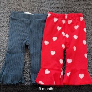 Red Heart and Blue Ribbed Baby Pants Set